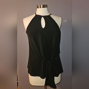 Express black tank top with waist tie and peak a boo slit